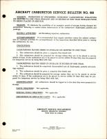 Inspection of Stromberg Injection Carburetors Following Six Months to One Year Storage and in Excess of One Year Storage Prior to Being Placed in Service