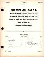 Operation and Service Instructions for Hand and Electric Inertia Starters and Solenoid Meshing Devices, Chapter 40 Part A