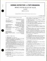 Overhaul Instructions with Parts Breakdown for Brake System Selector Valve