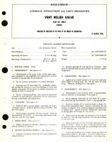 Overhaul Instructions with Parts Breakdown for Vent Relief Valve Part No. 3003-1 