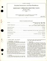 Overhaul Instructions with Parts Breakdown for Manually Operated Selector Valve - Part 25000