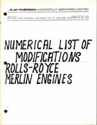 Numerical List of Modifications to Rolls Royce Merlin Engines