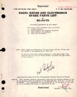 Radio, Radar and Electronics Spare Parts List for RC-64-T5