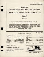Overhaul Instructions with Parts Breakdown for Hydraulic Flow Regulator Valve - 196-6-1.0 and 196-6-1.7 