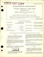 Overhaul Instructions with Parts Breakdown for Hydraulic Hand Pump - 1500 PSIG - Part 50440 