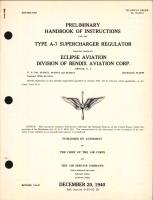 Preliminary Handbook of Instructions for Type A-7 Supercharger Regulator