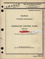 Overhaul Instructions for Generator Control Panel - Types 1539-12-A and 1539-11-B 