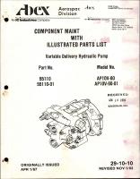 Maintenance with Illustrated Parts List for Variable Delivery Hydraulic Pump - Part 55110, 55110-01
