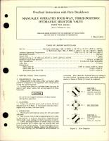 Overhaul Instructions with Parts for Manually Operated Four Way Three Position Hydraulic Selector Valve - Part 20450-1