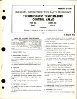 Overhaul Instructions with Parts for Thermostatic Temperature Control Valve - Part 18905 - Model OTV2-2