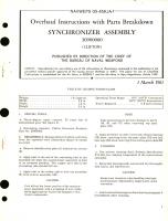 Overhaul Instructions with Parts Breakdown for Synchronizer Assembly 30900000