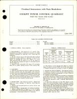 Overhaul Instructions with Parts Breakdown for Cockpit Power Control Quadrant - Parts 5L3901 and 5L3902