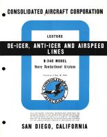  De-icer, Anti-Icer and Airspeed Lines Information for the Model B-24D 