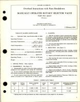 Overhaul Instructions with Parts for Manually Operated Rotary Selector Valve - Part 106425