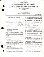 Overhaul Instructions with Parts for Manually Operated Slide Shut Off Valve - Part WM310-1-1/2D