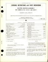 Overhaul Instructions with Parts Breakdown for Electric Motor Assembly - Part D17167, D17457-2 and D18052-1 