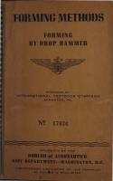 Forming Methods - Forming By Drop Hammer - Bureau of Aeronautics