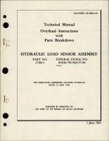 Overhaul Instructions with Parts for Hydraulic Load Sensor Assembly - Part 27500-1 