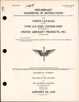 Preliminary Handbook of Instructions with Parts Catalog for Type D-6 Fuel System Unit