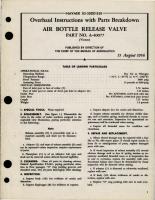 Overhaul Instructions with Parts for Air Bottle Release Valve - Part A-40077