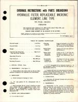 Overhaul Instructions with Parts for Replaceable Micronic Element Line Type Hydraulic Filter - Type PR-306, AN-6234-3