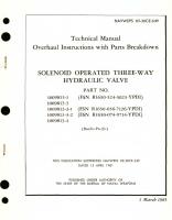 Overhaul Instructions with Parts Breakdown for Solenoid Operated Three-Way Hydraulic Valve Part No. 1009813