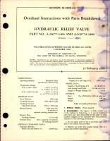 Overhaul Instructions with Parts Breakdown for Hydraulic Relief Valve - Part A-20077-3400 and A-20077A-3400