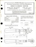 Overhaul Instructions with Parts Breakdown for Direct Current Motor Part 51205-1