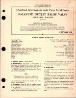 Overhaul Instructions with Parts for Balanced Outlet Relief Valve - Part A-40151B