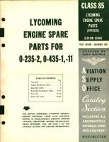 Lycoming Engine Spare Parts (Opposed) for 0-235-2, 0-435-1, -11