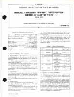 Overhaul Instructions with Parts Breakdown for Manually Operated Four-Way, Three-Position Hydraulic Selector Valve Part No. 110955