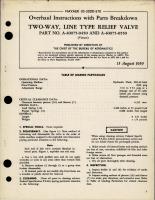 Overhaul Instructions with Parts for Two-Way, Line Type Relief Valve - Part A-40075-0450 and A-40075-0550 