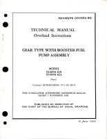 Overhaul Instructions for Gear Type w Booster Fuel Pump Assembly - Models 024090-019 and 024090-021