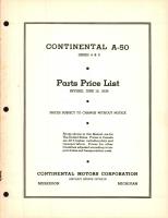 Parts Price List for Continental A-50 Series 4 and 5