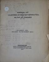 Numerical List of U.S. Air Force - Navy Aeronautical and Military MS Standards