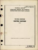 Operation, Service, Overhaul Instruction with Parts for Fractional Horsepower Electric Motors 