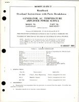 Overhaul Instructions with Parts Breakdown for Temperature Amplifier Power Supply AC Generator - Model 5ASY40AJ4 - Part 868C691P1 