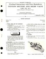 Overhaul Instructions with Parts Breakdown for Oxygen Shutoff and Relief Valve Part No. 9075