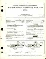 Overhaul Instructions with Parts Breakdown for Hydraulic Pressure Reducing & Relief Valve Part No. 1006120-5 