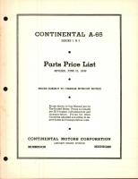 Parts Price List for Continental A-65 - Series 1 and Series 3