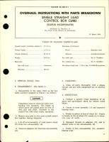 Overhaul Instructions with Parts Breakdown for Single Straight Lead Control Box C6982