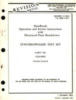 Operation and Service Instructions with Illustrated Parts Breakdown for Synchrophaser Test Set Part No. GS4150M3