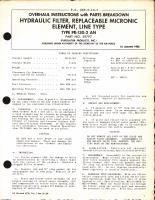 Overhaul Instructions with Parts Breakdown for Hydraulic Filter, Replaceable Micronic Element, Line Type, Type PR-130-2 AN Part No. 39797