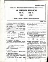 Overhaul Instructions with Parts Breakdown for Air Pressure Regulator - Part 108052 - Model APR3-1