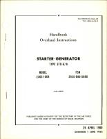 Overhaul Instructions for Starter Generator - Type STU-6-A - Model 23031-004 