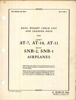 Basic Weight Check List & Loading Data for AT-7, AT-10, AT-11, SNB-1, and SNB-2 Airplanes