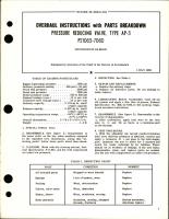 Overhaul Instructions with Parts Breakdown for Type AP-3 Pressure Reducing Valve - P21063-7060