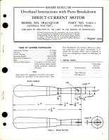 Overhaul Instructions with Parts Breakdown for Direct-Current Motor - Model 5BA25JJ519B - Part 51205-1 