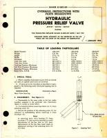 Overhaul Instructions with Parts Breakdown for Hydraulic Pressure Relief Valve - AB-44-05, AB-44-06, and AB-44-07