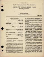 Overhaul Instructions with Parts Breakdown for Check and Thermal Relief Valve - Part 1352-559177 